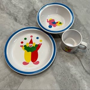 Vintage Marimekko Fallani & Cohn Clown Elephant Kids Melamine Set‎ Super Rare